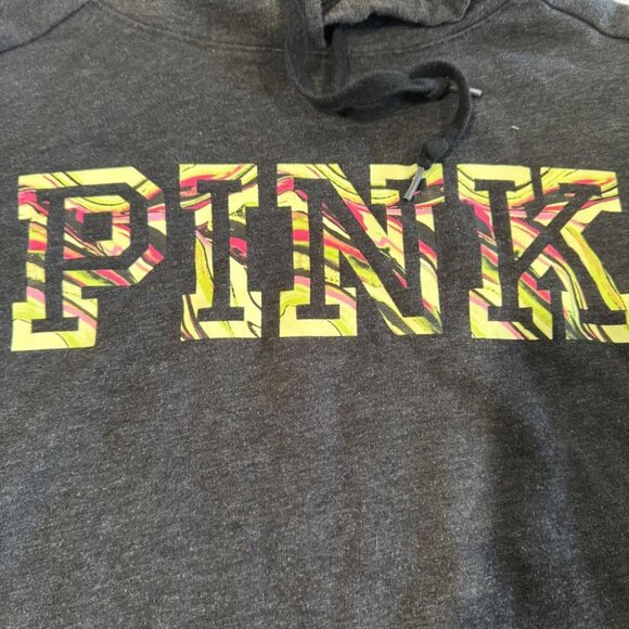 PINK Victoria's Secret Hoodies Sweatshirt Size Medium Black GUC - Picture 2 of 3
